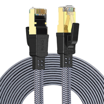 Twisted Minds CAT8 Ethernet Cable 3 METERS, Flat Braided Network Cable ,Transmission Rate 40GBPS / 2000MHZ TM-CAT8-3M