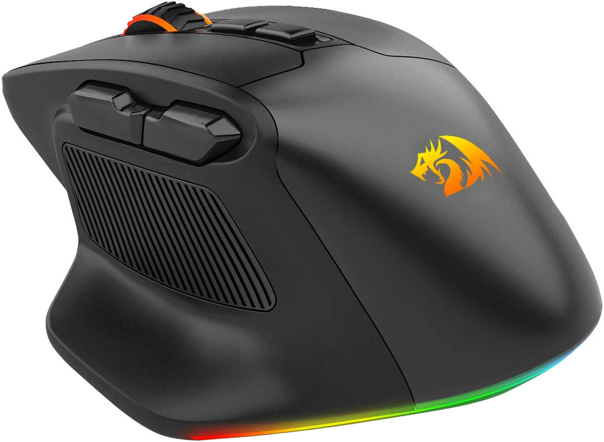 Redragon M806 PRO Bullseye Wireless Gaming Mouse, Up to 26000 Dpi, PAW3395 Sensor, 7 Programmable Buttons, 3-Mode Connection, 5 Decent Backlit Modes, Black | M806RGB-PRO