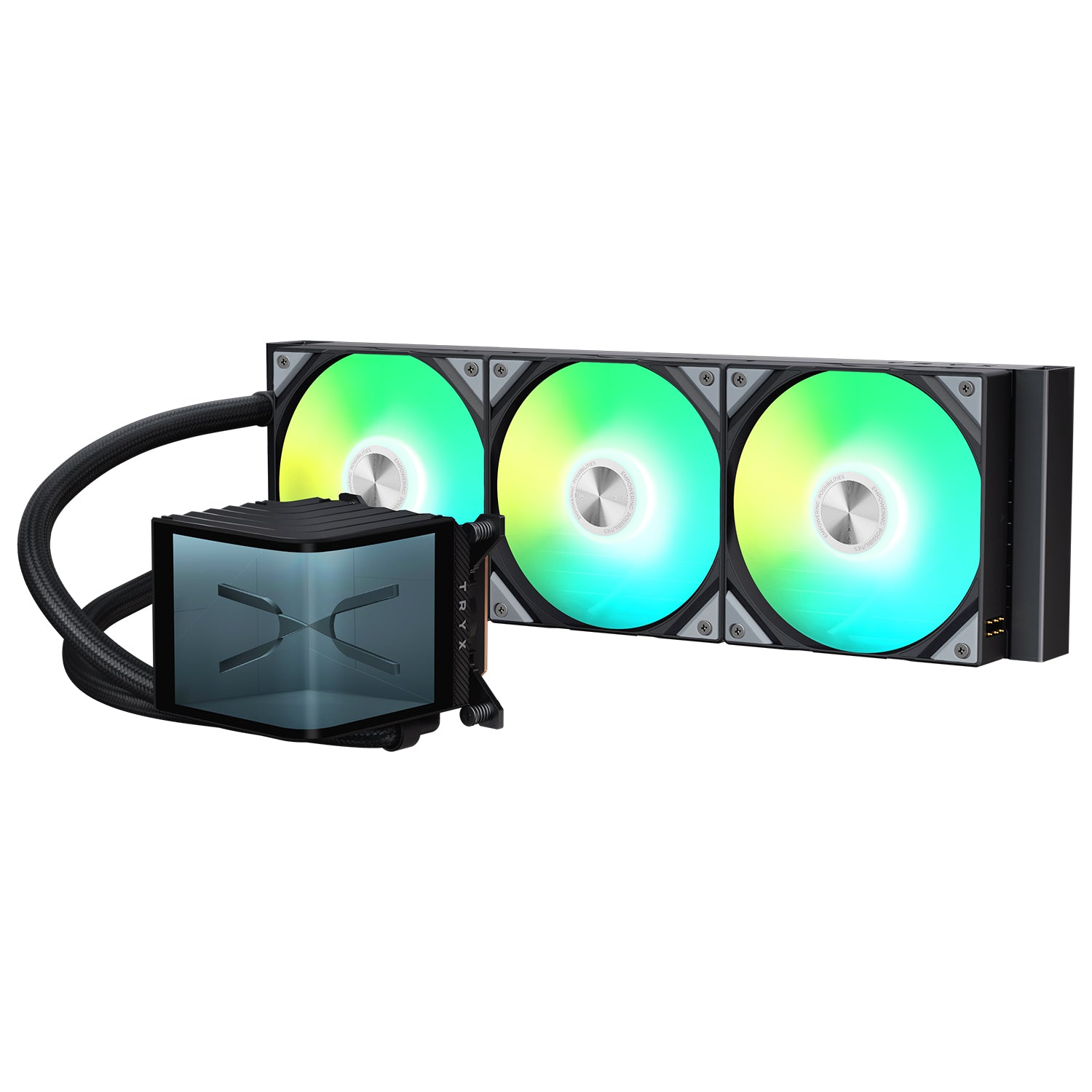 TRYX Panorama ARGB 360 BLACK L-shaped AMOLED Screen Liquid Cooler, 6.5 Inch 2K 60 Hz Display, Adjustable Fan Speed | L-P360A-AS3M-G0K
