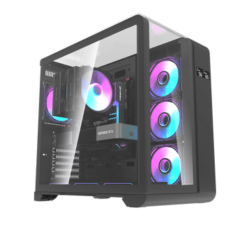 DarkFlash L280 ATX Dual Chamber Gaming Case with LED Screen | Black