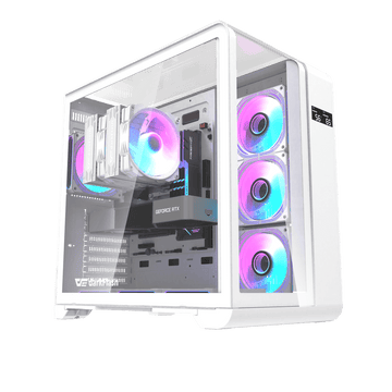 DarkFlash L280 ATX Dual Chamber Gaming Case with LED Screen | WHITE