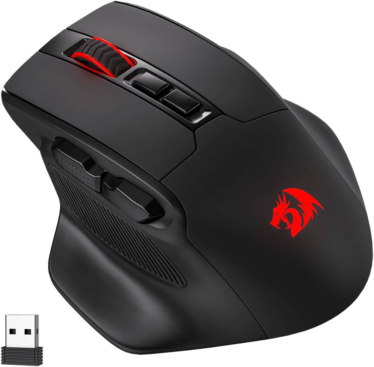 Redragon M806 PRO Bullseye Wireless Gaming Mouse, Up to 26000 Dpi, PAW3395 Sensor, 7 Programmable Buttons, 3-Mode Connection, 5 Decent Backlit Modes, Black | M806RGB-PRO