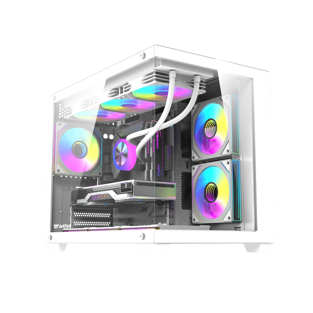 B275 Pro M-ATX PC Case with 6 Infinite Loop ARGB Fans and 650Watts 80+ Bronze PSU | WHITE