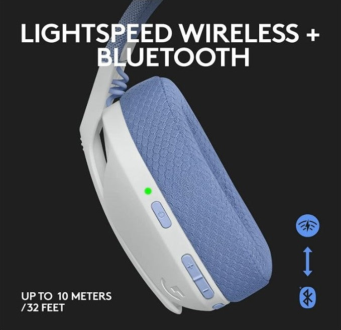 Logitech G435 Lightspeed Bluetooth Wireless Gaming Headset, White