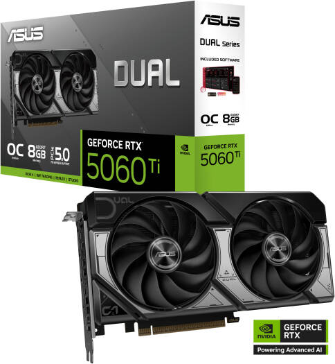 ASUS Dual RTX 5060Ti 8GB OC 2 Fan GDDR7 | 90YV0MP2-M0NA00