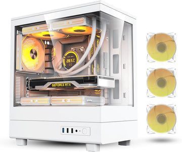 Darkflash DB330M Tempered Glass M-ATX/ITX Gaming PC Case with Pre-Installed 3 * 120MM ARGB Fans & 650W Power Supply, 270 Degree Panoramic Design, Supports up to 240MM Radiator, USB 3.0, 2*SSD Slots Gaming Case (Black)