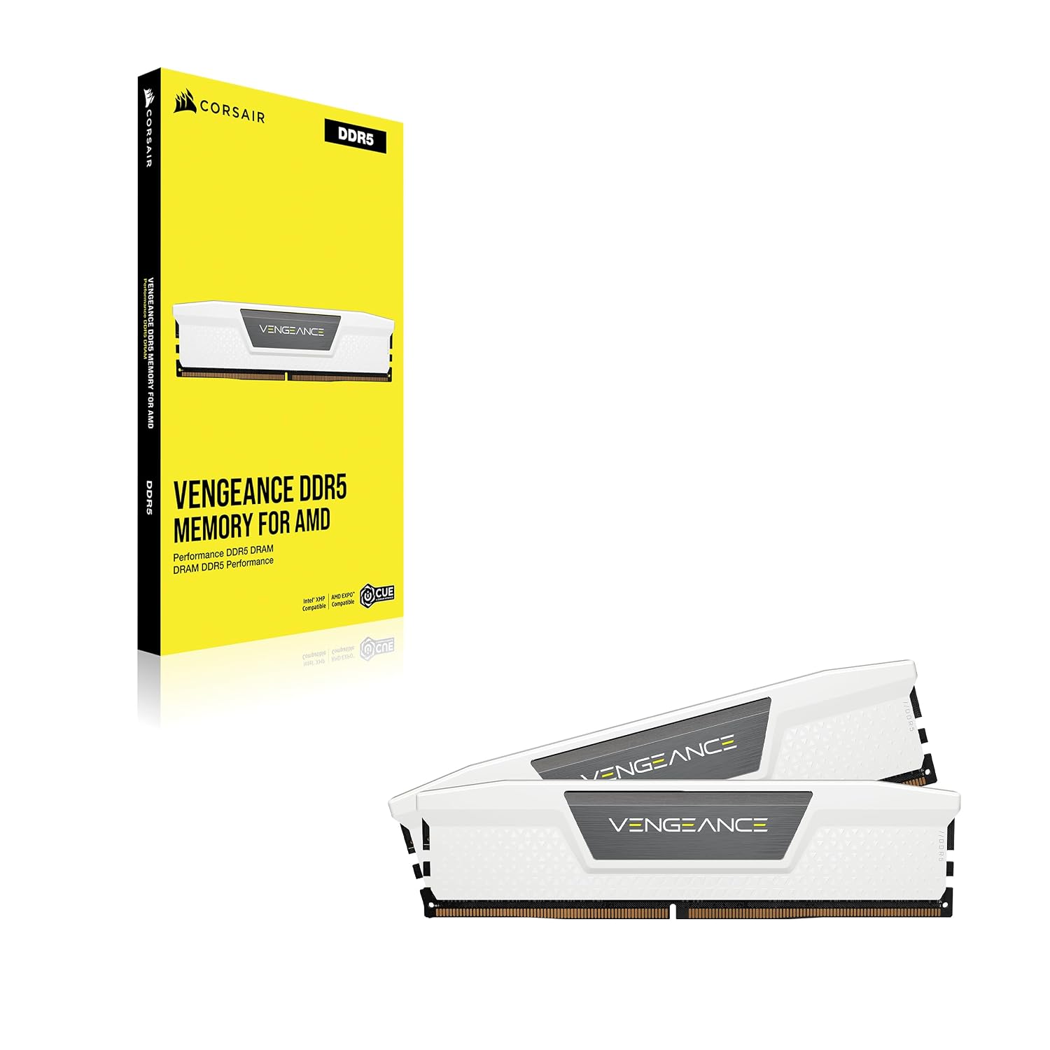 CORSAIR VENGEANCE 32GB (2×16GB) DDR5 6400MHz White Kit | CMK32GX5M2B6400Z36W