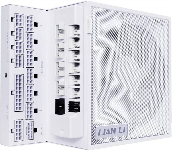 Lian-Li EDGE GOLD 1000W Fully Modular Power Supply, WHITE, 80 PLUS Gold Efficiency, 120mm FDB Fan Type, Active PFC, ATX 3.1 Form Factor, 2400 RPM Fan Speed | EG1000G.WHITE