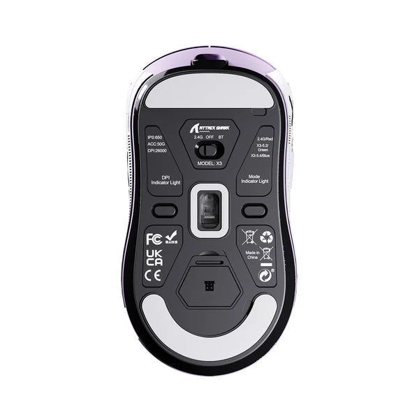 ATTACK SHARK X3 PAW3395 Wireless Gaming Mouse - PURPLE