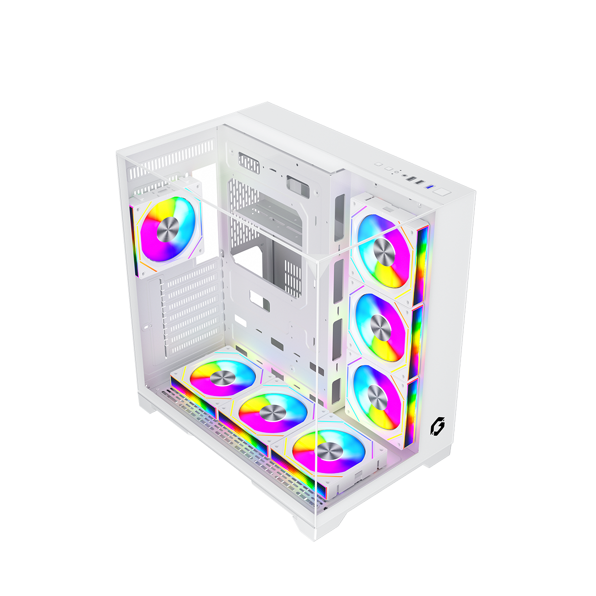 GAMEON Valkyrie I Series Mid Tower Gaming Case, Full Tempered Glass, White