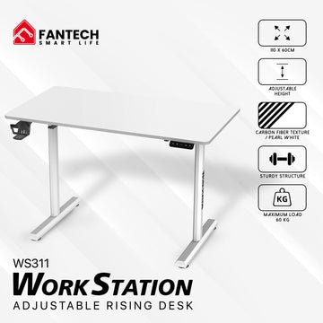 Fantech WS311 Workstation Adjustable Rising Gaming Table | White Edition