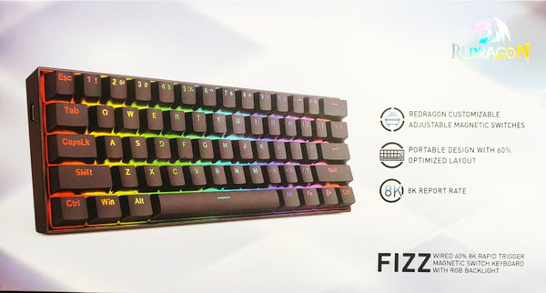 Redragon FIZZ BLACK | K617RGB-M 60% Wired RGB Mechanical Keyboard with 8K MAGNETIC SWITCH