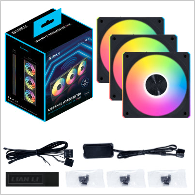 LIAN LI UNI FAN CL120 Wireless 120mm Fan Pack of 3 Fan Black | 12CL1W3B