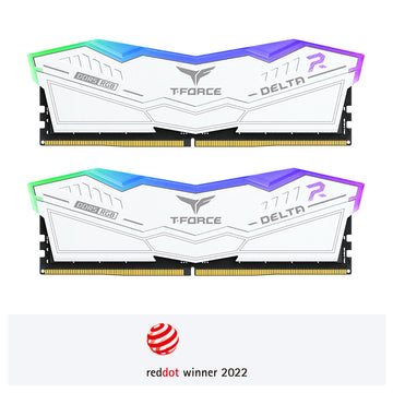 TeamGroup T-Force Delta RGB 32GB (2X16GB) 6000MHz DDR5 Gaming Desktop Memory, White | FF4D532G6000HC30DC01