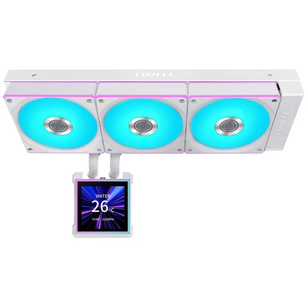 Lian Li HydroShift II LCD-S 360CL AIO RGB LCD Display CPU Liquid Cooler, White | G89.GHS2LCDS36CW.00