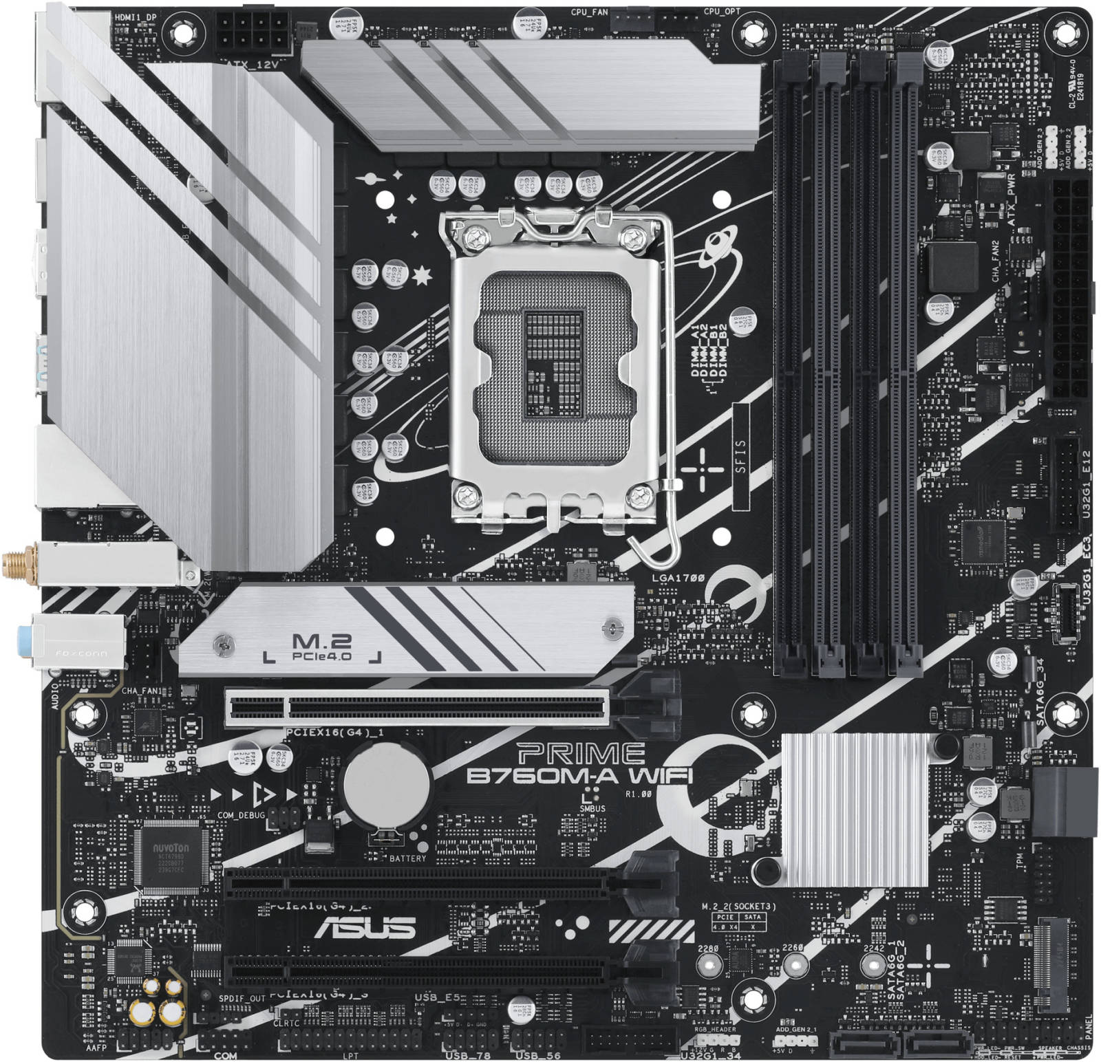 ASUS PRIME B760M-A WIFI LGA1700 mATX Motherboard, Intel B760 Chipset, 4x DDR5 DIMM | 90MB1ELO-M1EAYO, Support up to 128GB Memory, Wi-Fi 6