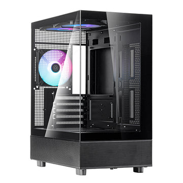 Silverstone Lucid 04 BLACK Mico ATX Gaming Chassis Panoramic Tempered Glass Case | SST-LD04-B-ARGB