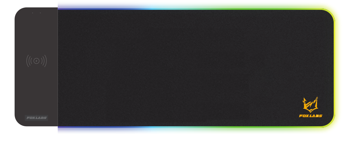 Foxlabs Magic Carpet Wireless Charging RGB Gaming Mouse Pad, Black