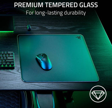Razer Atlas Tempered Glass Mouse Mat, CNC-Milled with Rounded Edge, Anti-Slip Rubber Base,  450 x 400 x 5mm Dimension -Black | RZ02-04890100-R3M1
