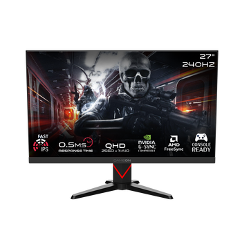 GAMEON Dominator Series 27 Inch QHD, 240Hz, MPRT 0.5ms, HDMI 2.1, Fast IPS Gaming Monitor (Supports PS5), Black | GOMD27QHD240IPS
