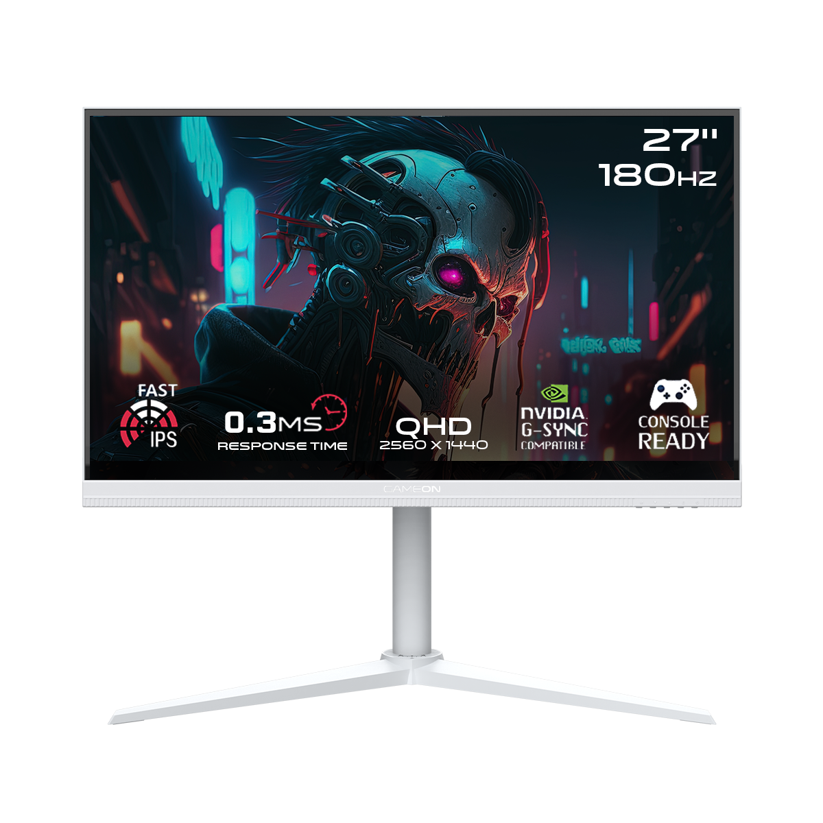 GAMEON GOA27QHD180IPS Artic Pro Series 27" QHD, 180Hz, MPRT 0.3ms, HDMI 2.1, Fast IPS Gaming Monitor, White