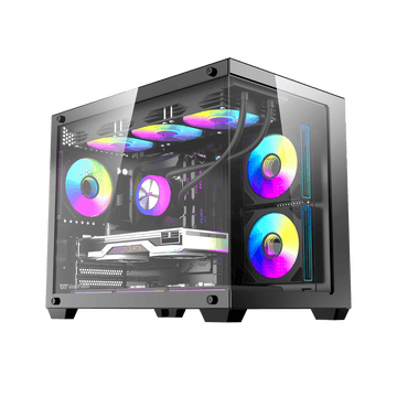 B275 Pro M-ATX PC Case with 6 Infinite Loop ARGB Fans and 650Watts 80+ Bronze PSU | BLACK