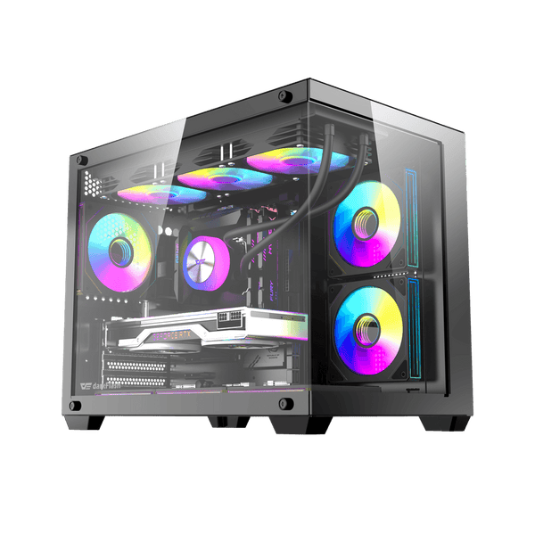 B275 Pro M-ATX PC Case with 6 Infinite Loop ARGB Fans and 650Watts 80+ Bronze PSU | BLACK