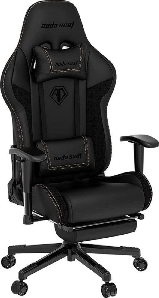 AndaSeat Jungle 2 Series Premium Gaming Chair, Sturdy Retractable Footrest, Ergonomic Design, High-Quality PVC Leather, Lifetime Framework, Black | AD5T-03-BR-PV