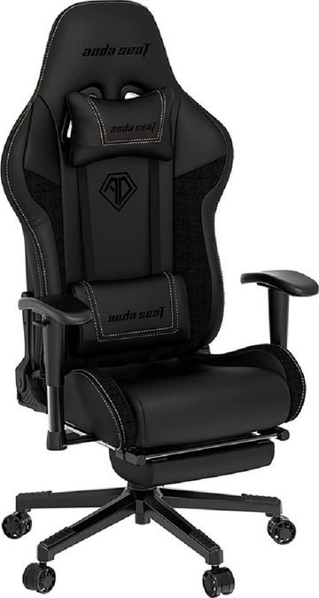 AndaSeat Jungle 2 Series Premium Gaming Chair, Sturdy Retractable Footrest, Ergonomic Design, High-Quality PVC Leather, Lifetime Framework, Black | AD5T-03-BR-PV