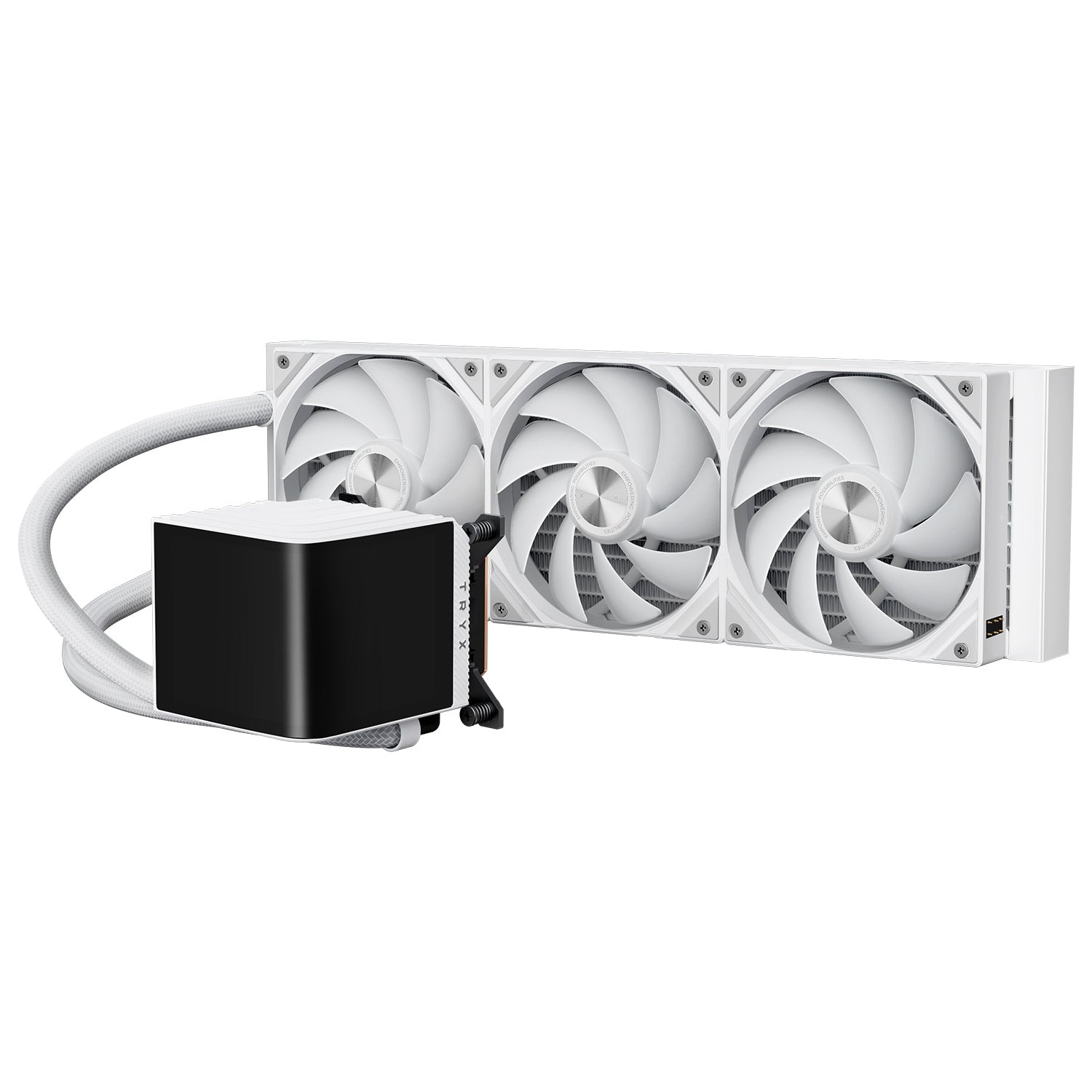 TRYX Panorama ARGB 360 WHITE L-shaped AMOLED Screen Liquid Cooler, 6.5 Inch 2K 60 Hz Display, Adjustable Fan Speed | L-P360A-AS3M-G0W