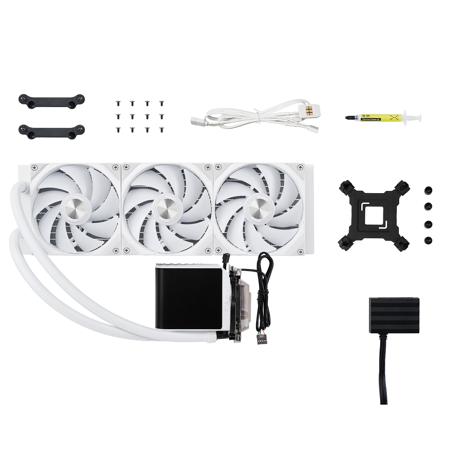 TRYX Panorama ARGB 360 WHITE L-shaped AMOLED Screen Liquid Cooler, 6.5 Inch 2K 60 Hz Display, Adjustable Fan Speed | L-P360A-AS3M-G0W