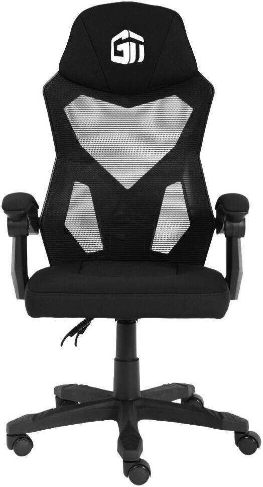 GamerTek Ignite Gaming Chair, BLACK, Breathable Mesh & Fabric Material, 120 kg Max Weight, 100 mm Height Adjustment, 320 mm Nylon Base, PU Castor | Ignite-BLK