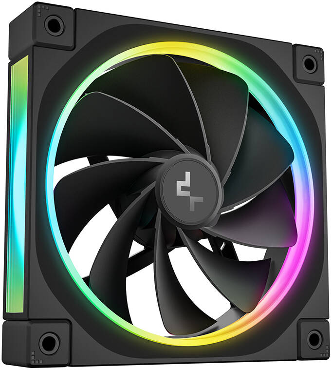 DeepCool FL12R 120mm Single Chassis Fan, REVERSED, BLACK, 2150 RPM Fan Speed, 55 CFM Fan Airflow, Fluid Dynamic Bearing Type, 4-Pin PWM Fan Connector, Addressable RGB LED