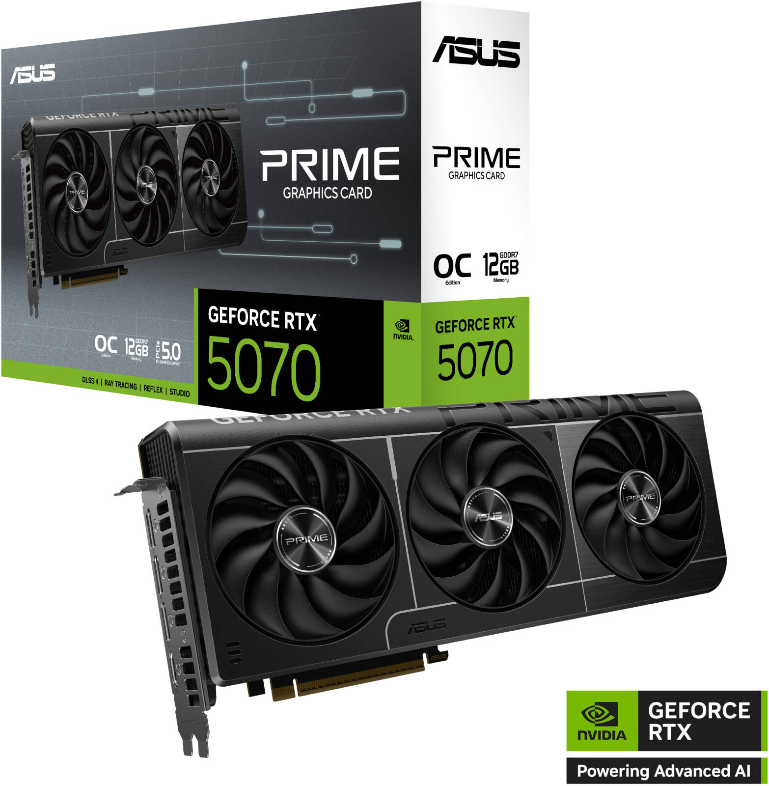 ASUS Prime GeForce RTX 5070 OC Edition Graphics Card, 12GB GDDR7 192-Bit Memory, PCI Express Gen 5 | 90YV0M10-M0NA00