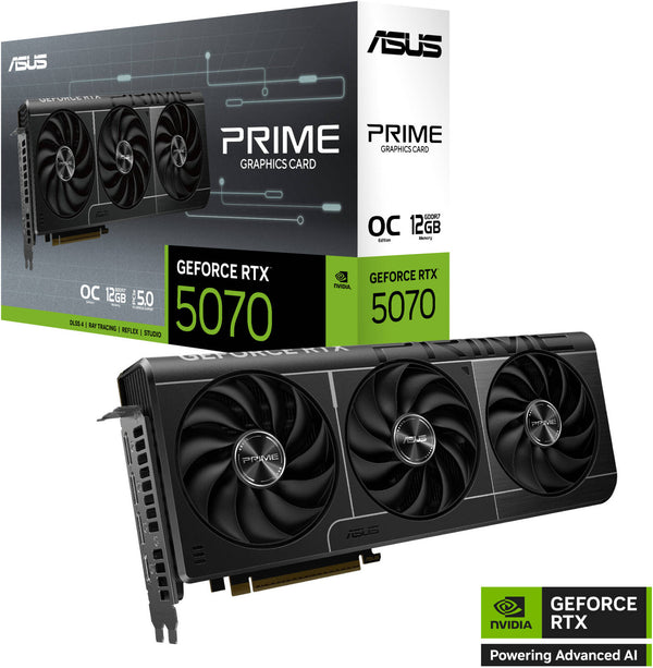 ASUS Prime GeForce RTX 5070 OC Edition Graphics Card, 12GB GDDR7 192-Bit Memory, PCI Express Gen 5 | 90YV0M10-M0NA00
