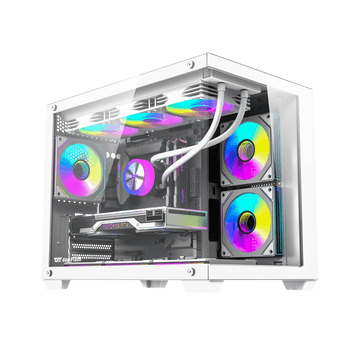 B275 Pro M-ATX PC Case with 6 Infinite Loop ARGB Fans and 650Watts 80+ Bronze PSU | WHITE