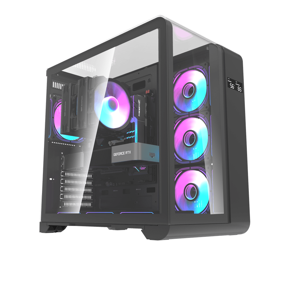 DarkFlash L280 ATX Dual Chamber Gaming Case with LED Screen | Black