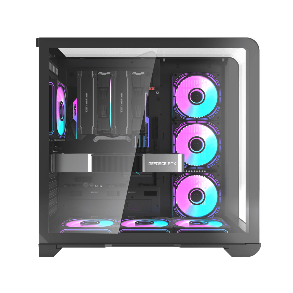 DarkFlash L280 ATX Dual Chamber Gaming Case with LED Screen | Black