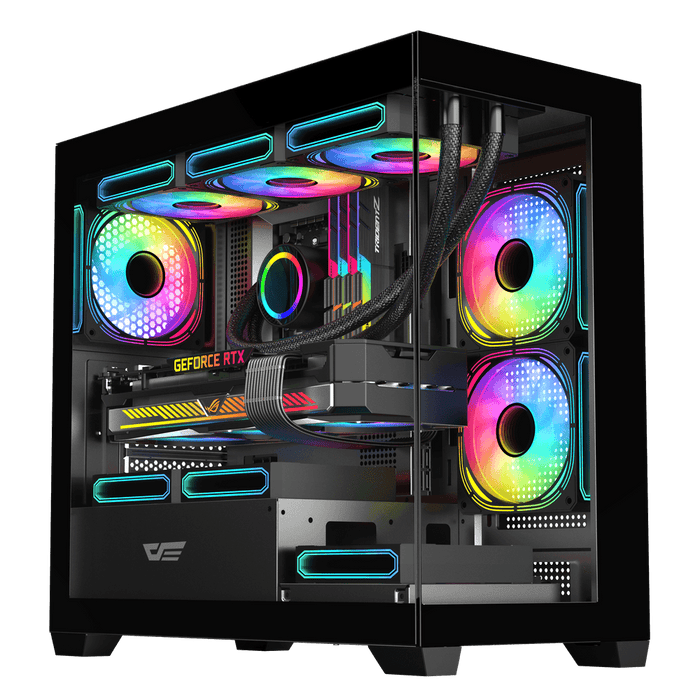 DarkFlash C218M M-ATX PC Gaming Case, Black with 3 ARGB Fans + 650W 80+ Bronze Power Supply Bundle