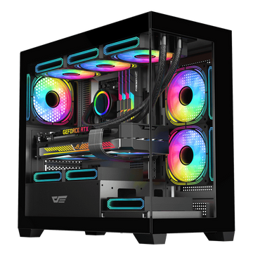 DarkFlash C218M M-ATX PC Gaming Case, Black with 3 ARGB Fans + 650W 80+ Bronze Power Supply Bundle