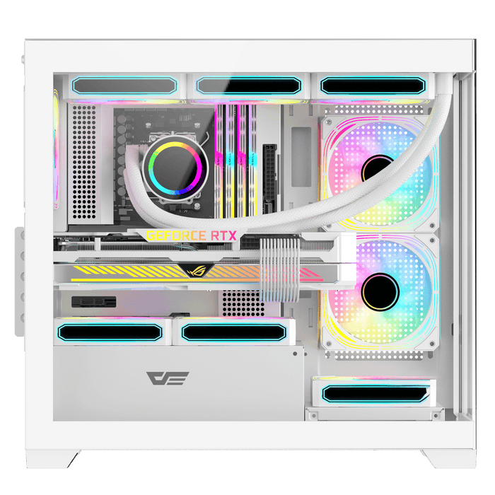 DarkFlash C218M M-ATX PC Gaming Case, White with 3 ARGB Fans + 650W 80+ Bronze Power Supply Bundle