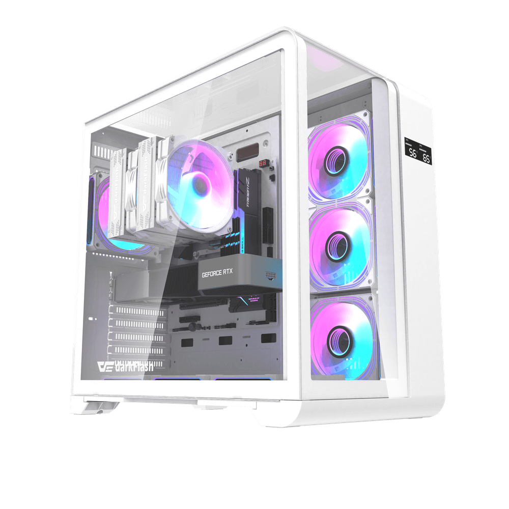 DarkFlash L280 ATX Dual Chamber Gaming Case with LED Screen | WHITE