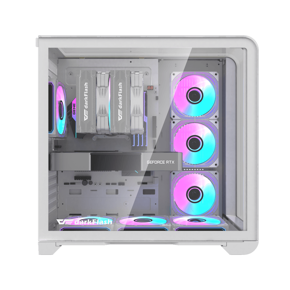 DarkFlash L280 ATX Dual Chamber Gaming Case with LED Screen | WHITE