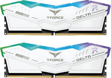TeamGroup T-Force Delta RGB WHITE 64GB (2x32GB) DDR5 6000MHZ Desktop Memory, 288-Pin PC RAM, 38 CAS Latency, Intel XMP 3.0 Chipset, White | FF4D564G6000HC38ADC01