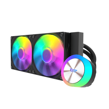 DarkFlash DG240 AIO ARGB Liquid Cooler 240MM, Luminous Water Block Design | BLACK