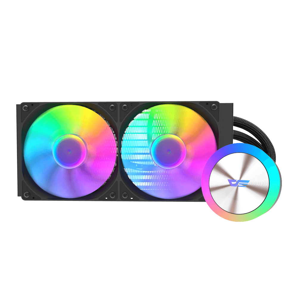 DarkFlash DG240 AIO ARGB Liquid Cooler 240MM, Luminous Water Block Design | BLACK