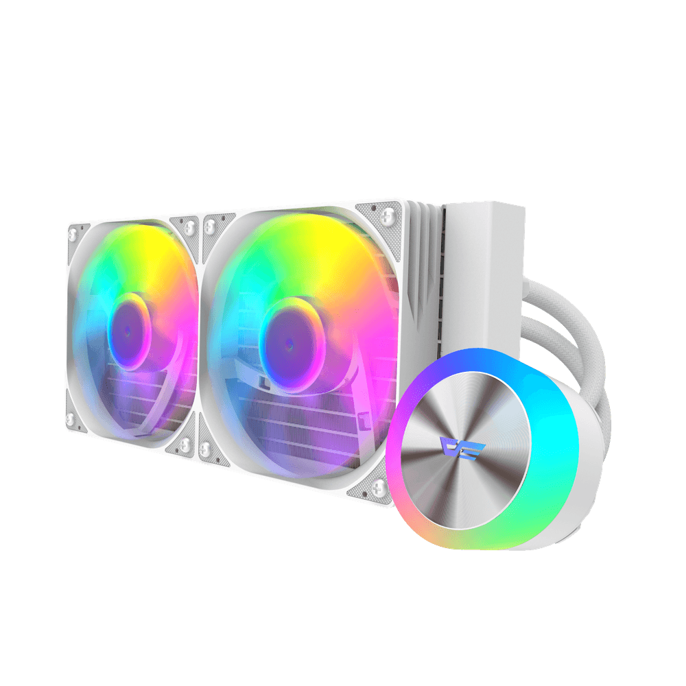 DarkFlash DG240 AIO ARGB Liquid Cooler 240MM, Luminous Water Block Design | WHITE