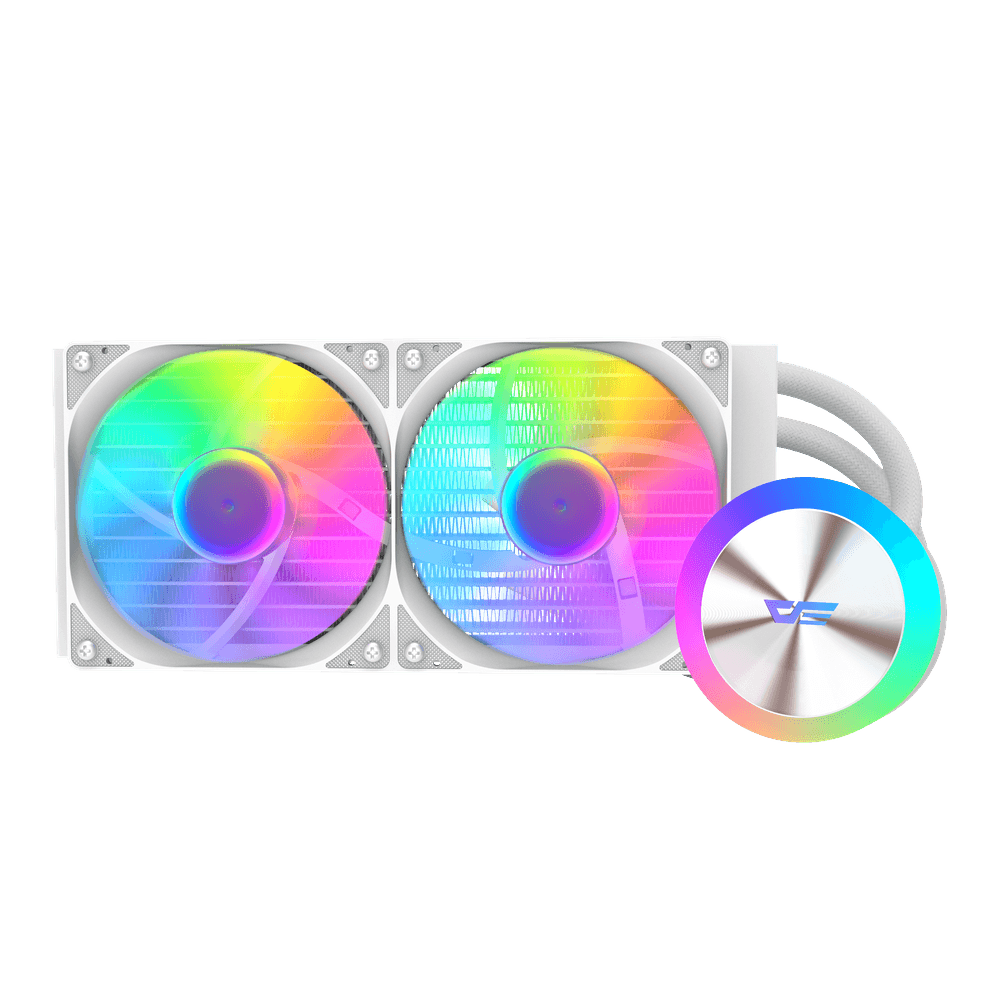 DarkFlash DG240 AIO ARGB Liquid Cooler 240MM, Luminous Water Block Design | WHITE