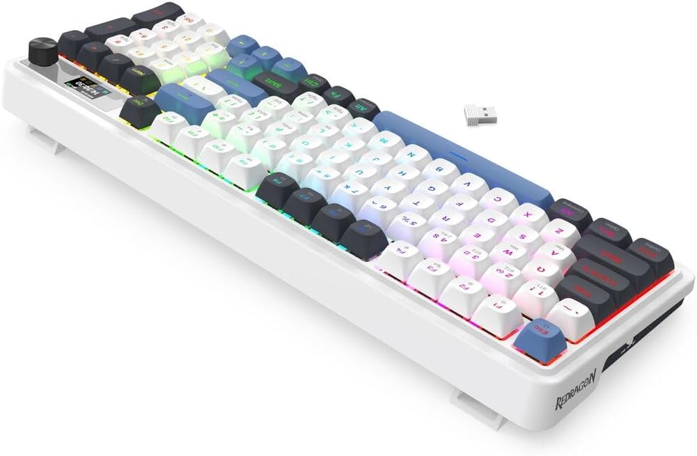 Redragon GALATIN PRO, Wired & 2.4G & Bluetooth Mechanical Gaming Keyboard - Mint Mambo Switch