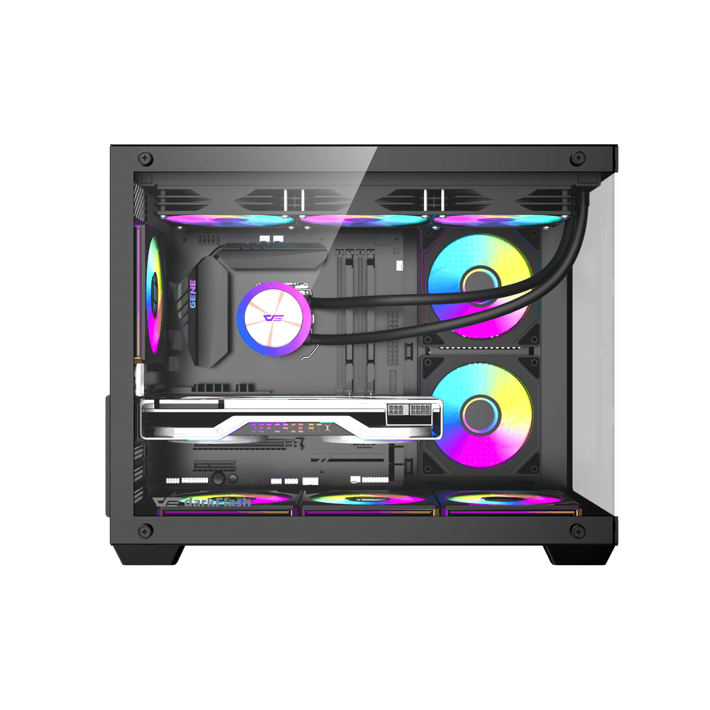 B275 Pro M-ATX PC Case with 6 Infinite Loop ARGB Fans and 650Watts 80+ Bronze PSU | BLACK